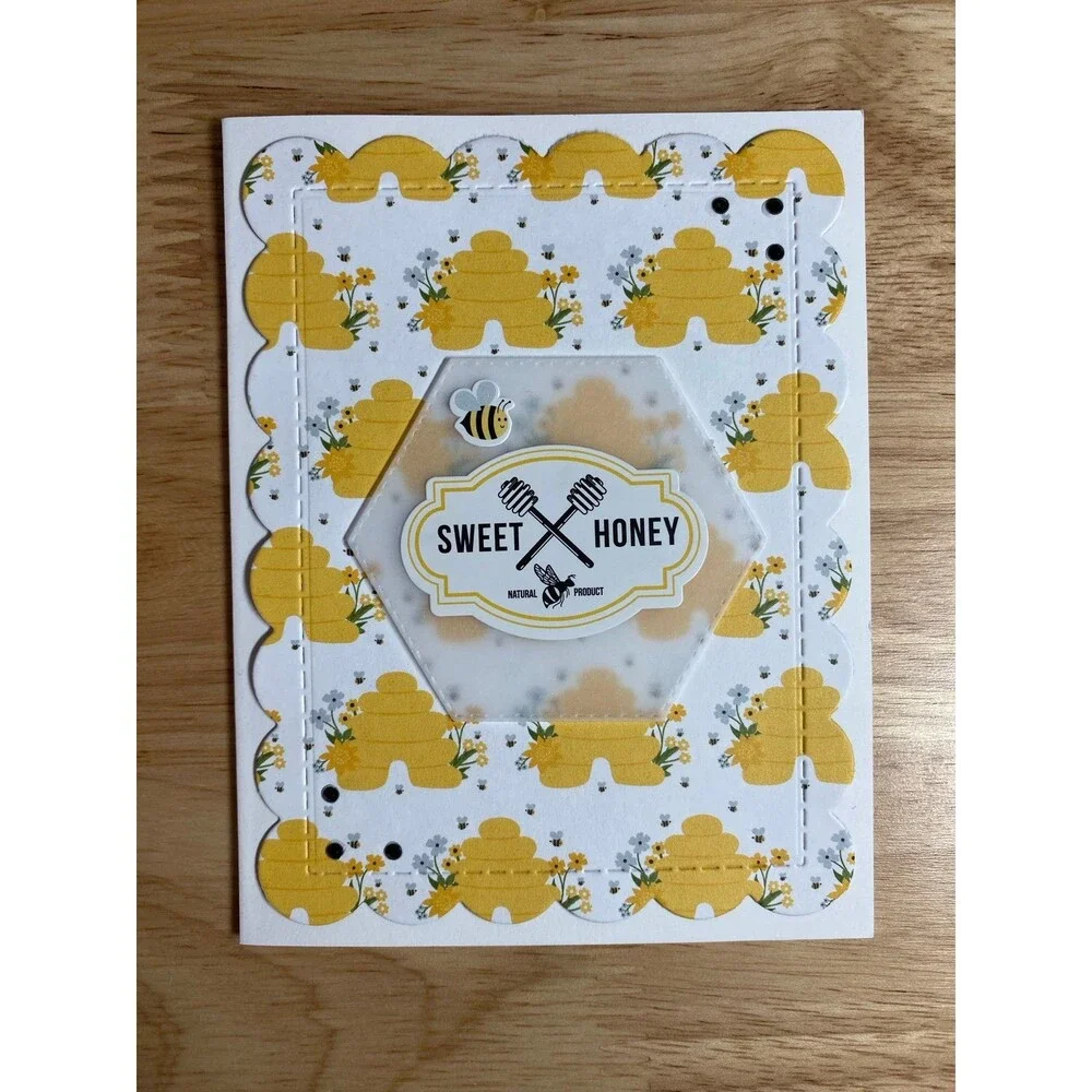 Bee & Flowers Greeting Card – Handmade A2 Card – All Occasion Blank Card